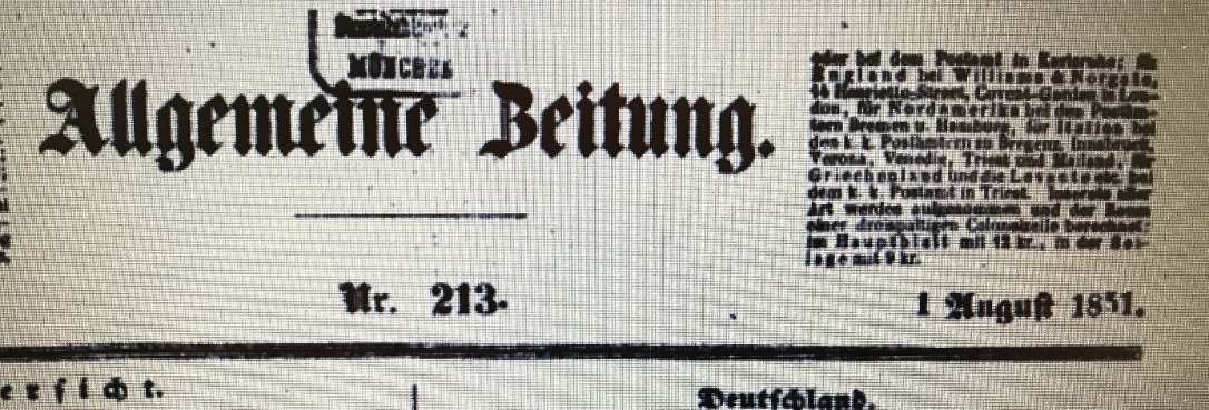 Bühlauer in der Allgemeinen Zeitung München 1851